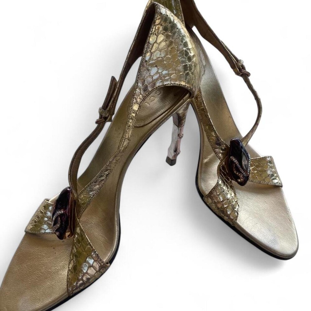 Rare archival Tom Ford for Gucci Spring/Summer 2004 runway sandals in metallic g